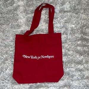 New York Or Nowhere red canvas tote